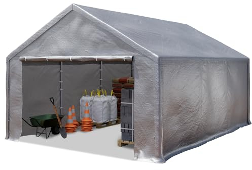 TOOLPORT Tente de Stockage 3x6 m Hangar de Stockage Abri Tente de Garage Bâche PE 350 N étanche à l'eau en Gris