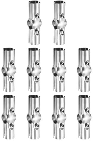 QUARKZMAN 10pz Connettore Tubi Strutturali, 180 Gradi Morsetto Recinzione Collegamento a Catena Metallo 3 Vie Morsetto Guide Terminali Raccordo Angolare Croce Acciaio Inossidabile Argento