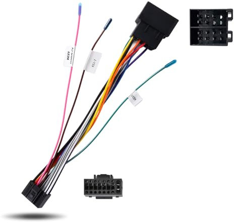 Inefala Cavo 16 Pin Adattatore ISO Cavo Connettore16 Poli Standard ISO Adattatore per VW Autoradio Android Universale con Linee di Controllo del Volante e Linea di Controllo Inverso