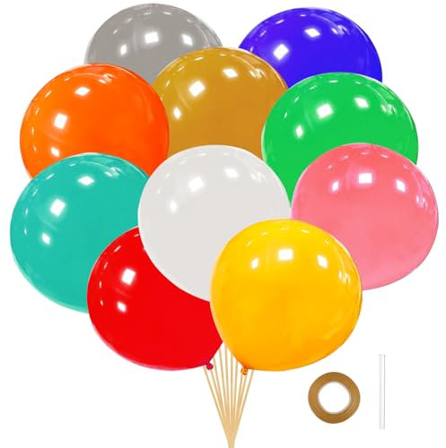 10 Pezzi Palloni Gonfiabili Giganti, 36 Pollici Colorati Pallone Gigante Gonfiabile, 90 cm Palloncini Grandi in Lattice per Matrimonio, Compleanno, Battesimo, Feste, Carnevale, Celebrazioni (Colorati)