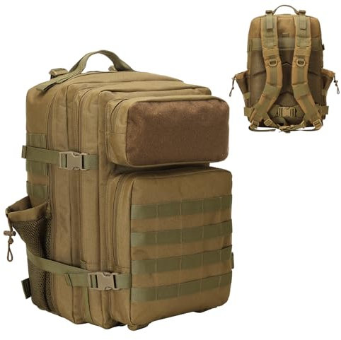 Army Rucksack Herren 45L, Wanderrucksack Military Outdoor Groß Arbeit Bundeswehr Survival Taktischer Rucksack, Wasserdicht Travel Tactical Assault Backpack für Trekking Camping Reisen Jagd