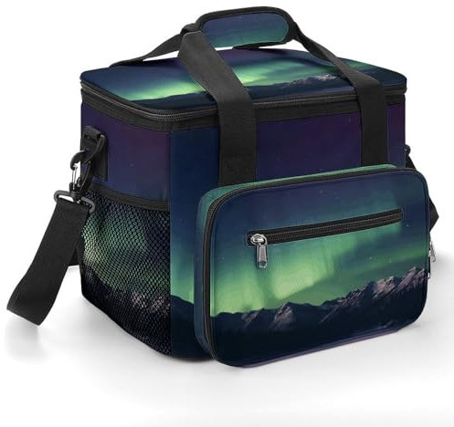 Camping Ice Pack, Northern Aurora Night Print Isolierte Kühltasche Große Kapazität Ice Pack Portable Camping Cooler Outdoor Picknick Kühler