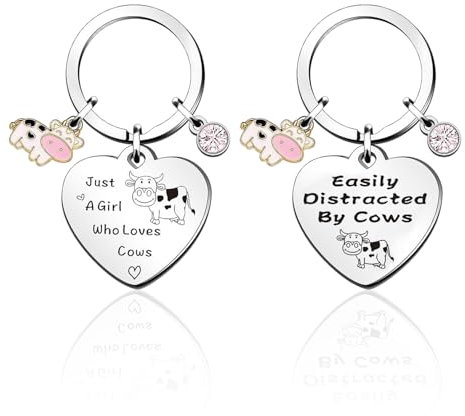Pack De 2 Porte-Clés Vache, Porte-Clés Drôles, Accessoires Cowgirl, Porte-Clés Pendentif, Porte-Clés Animaux, Cadeaux pour Filles