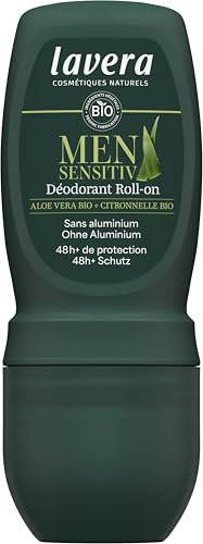 lavera Men sensitiv Deo Roll-On - sans aluminium - 48h+ de protection efficace contre les odeurs de transpiration - soins pour hommes - vegan - 50 ml