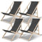 Ollewiellan 4er Set Liegestuhl Klappbar Holz Grau Strandstuhl Holz,Gartenliege Holz bis 120kg,Verstellbar Sonnenliege Holz wetterfest Holzklappstuhl Strandliege für Patio Balkon Strand