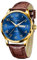 Taxau Brown Strap Watches for Men Waterproof Luxury Analogue Mens Watches Blue Face Easy to Read Day Date Dual Time Watches Men Rose Gold Watch