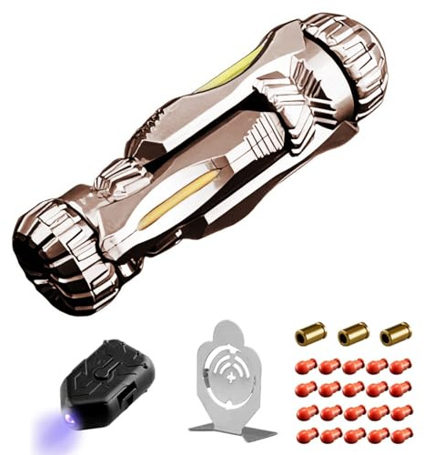 SKEDC Fidget Toys Adults, Alloy Fidget Slider Fidget Clicker Fidget Spinner, EDC Laucher Toy ADHD Tools Executive Desk Toy for Keep Focus & Relief Stress, Cool Gadgets for Men (Night Light Brown)