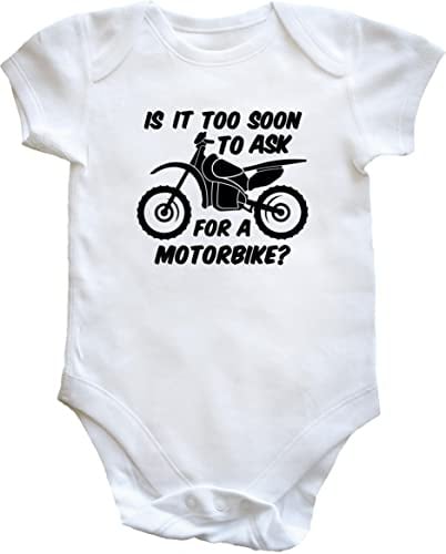 Hippowarehouse Is it too soon to ask for a motorbike? baby vest bodysuit (short sleeve) boys girls