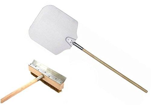 Pizzaofenschaber mit Bürste + Alu - Pizzaschaufel 100 cm