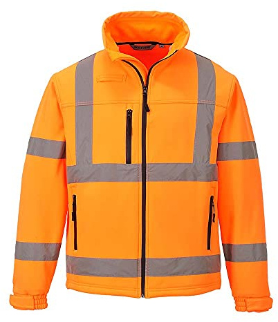 Portwest S424 Hi-Vis Classic Softshell (3L) Waterproof Zips Water Resistant | Orange, 3X Large, EN ISO 20471 Class 3, RIS 3279-TOM, UPF 40+, Bonded with Shell, Internal Pocket, Secure Storage, Rail