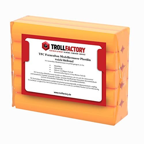 TFC Troll Factory Modelliermasse I Formenbau Plastilin I weich bleibend, orange I 1 x 1000 g