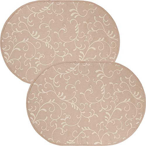 Erwin Müller Tischset Essen 2er-Pack abwaschbar Taupe Größe oval: 35x50 cm