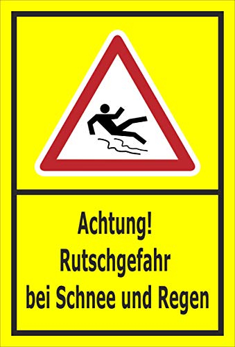 Melis-Folienwerkstatt Schild Rutschgefahr Schnee Regen - 15x10cm - Bohrlöcher - 3mm Aluverbund – 20 VAR S00018-134-C