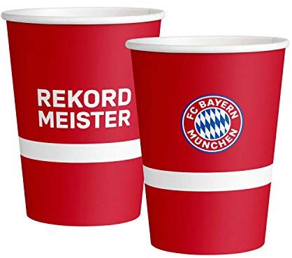 Amscan 9906508 - FC Bayern München Trinkbecher, 6 Stück, 500 ml, Papier, Fanclub, Fußball, Party, Einweggeschirr, Gläser, Tischdeko