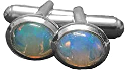 Manschettenknöpfe, äthiopischer Opal, Silber, für Herren, Hochzeit, Feueropal, Vatertagsgeschenk