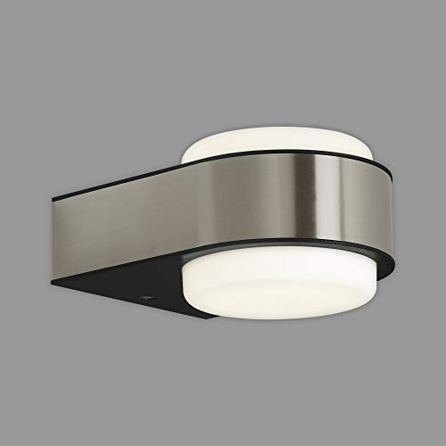 BRILONER Leuchten - LED Außenleuchte, Außenlampe, Außenwandlampe, IP44, 6,5 Watt, 650 Lumen, 4.000 Kelvin, Edelstahl, 144x104x69mm (LxBxH), 3035-012