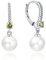 JO WISDOM Damen Perlen Ohrringe Perlenohrringe Silber 925 Hängend Hochzeit Ohrringe mit 8MM Perlen 3A Zirkonia August Geburtsstein Peridot Farbe,Schmuck für Frauen