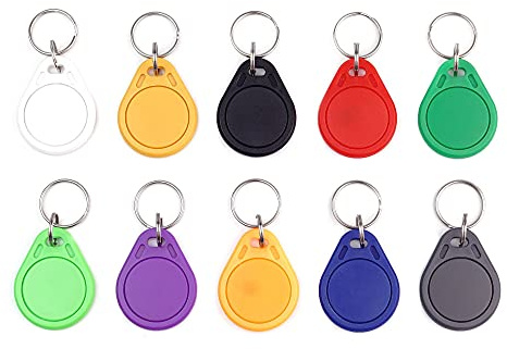BerryBase RFID/NFC Schlüsselanhänger Tags, Ntag215, farbig sortiert, 10 Stück