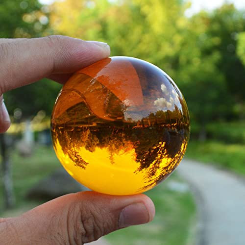 HUANSUN Bola de Cristal de 30/40 MM K9 Esfera de Cuentas de Globo Bola de fotografía de Cuarzo Bola de Cristal de decoración, ámbar, 4 cm