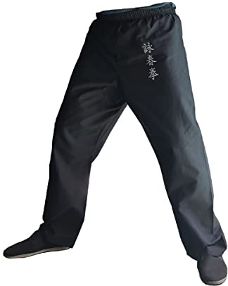 TA0 Kung Fu Pants Martial Arts Kimono for Men and Women, Wing Chun Trousers Cotton 100% (Wing Chun Black, M)