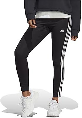 adidas Damen Essentials 3-Stripes High-Waisted Single Jersey Leggings, Black/White, M