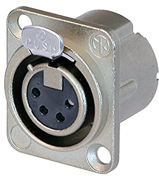 Neutrik NC4FD-LX Female 4 pin XLR Chassis Panel Mount. Silver Contacts