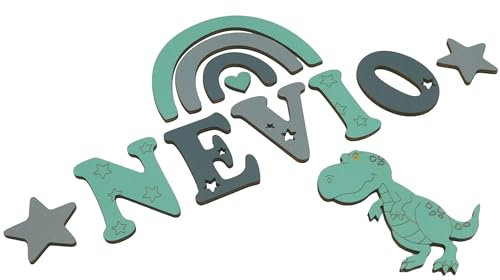 Holzbuchstaben I Türbuchstaben personalisiert I Kinderzimmer I Deko Kinderzimmertür I Geburtsgeschenk Taufgeschenk I Mit vielen tollen Zubehörteilen kombinierbar (Farbmuster NEVIO 7cm)