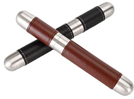 Exquisites verdicktes Edelstahl-Zigarrenrohr, Aluminium-Leder-Box-Fass, einzelnes tragbares Business-Metall-Raucher-Set, Reise-Humidor, 2St,Red