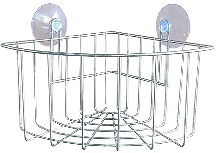 douceur d'intérieur, Panier de Douche d'angle (19 x 19 x 14,5 cm) Filaire Basic Chrome, Métal