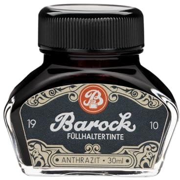 Barock 1910 - Tinta de Escritura Para Pluma Estilográfica, Pluma de Cristal y Bolígrafo, 30 ml, Gris