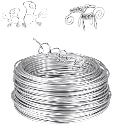 AUAUY Alambre de Aluminio, 2mm X 30m Plata Aluminio Alambre Manualidades, Flexible Anodizado de Alambre Manualidad, Alambre para Manualidades para Hacer Joyas, Hacer Coronas, Esculpir, Modelar
