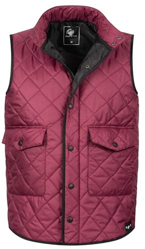 Rock Creek Herren Weste Steppweste Übergangsweste Leicht Herrenweste Frauen Westen Stepp Westen mit Kapuze Daunenweste Thermoweste H-352 Weinrot L
