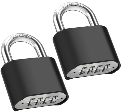 2PCS Cadenas Code 4 Chiffres, Diyife 52mm Cadenas Extérieur Etanche, Robuste et Antivol, 8mm Loquet Cadenas à Combinaison, Exterieur Serrure Porte de Garage pour Jardins, Cours, Porte, Clôture, Casier