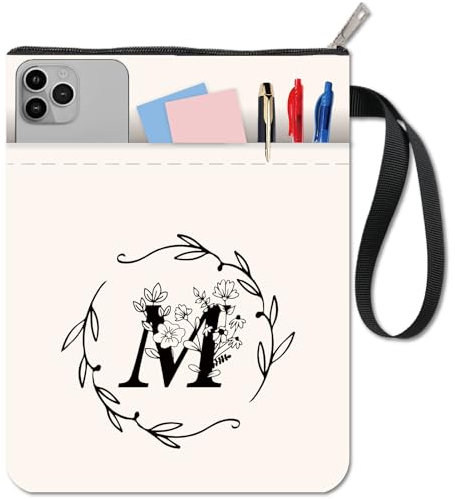 craspire Buchhülle Mit Buchstabe M Und Reißverschluss Initialen Blumenkranz Buchhüllen Wasserfest Für Taschenbücher Weiße Bücher Schutztasche Waschbarer Stoff Buchliebhaber Bibliothekar Buchliebhaber
