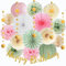 Geburtstag Deko Grün Rosa Party Deko Geburtstag Frauen Mädchen Happy Birthday Girlande Salbeigrün Rosa Seidenpapier Pompoms Papierfächer für Neutral Dekoration