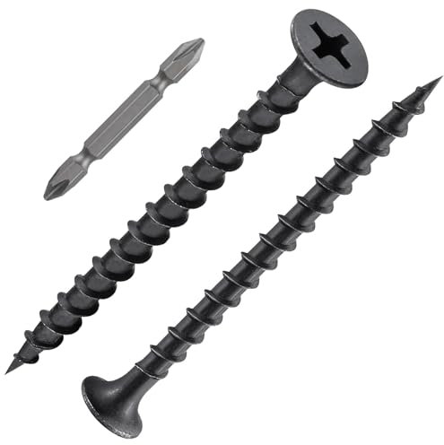 ORTAVA 200 Stück Schnellbauschrauben 3,9 x 40 mm, Trockenbauschrauben Grobgewinde und Kreuzschlitz Phosphatiert mit Schraubendreher Bit, Rigips Schrauben, Gipskartonschraube, Holzschrauben (Schwarz)