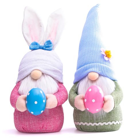 2 Stück Osterwichtel, Ostern Deko Wichtel, Osterhasen Wichtel Plüsch, Oster Wichtel Groß, Osterdeko Wichtel Figuren Mit Ostereier, Ostern Frühling Wichtel für Ostern Frühling Deko Outdoor und Innen