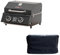 CosmoGrill Compact Black 2 Burner Gas Barbecue, Built-in Temperature Gauge for Patio Terrace, Camping, Home Garden Party Outdoor BBQ Table Top Cooking (BBQ With Cover)