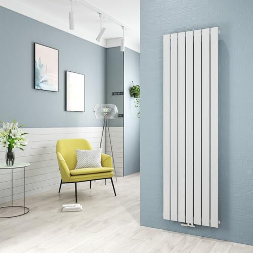 Heilmetz Radiateur à Eau Chaude 1800 x 538 mm, 1107W radiateur eau, Panneau Plat Simple couche, Connexion Centrale, Montage Mural Vertical, Design Blanc