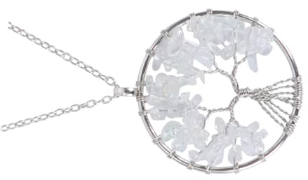 OKUMEYR Collier Arbre de Vie Naturel Blanc Pendentif Arbre Fortune Pierres Naturelles Femme Élégant pour Occasions Spéciales