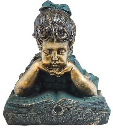 Alpine Corporation 40,6 cm hoch, für drinnen und draußen, Mädchen, liegend, Buchstatue, Hof, Kunst, Dekoration