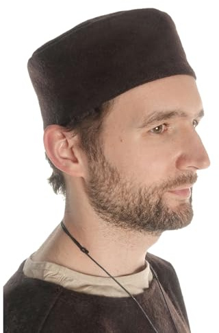 HEMAD Cappello di Lana Medievale Maschile – M-XL Marrone, Grigio, Nero, Rosso