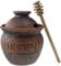 Honey Jar with a Dipper 16oz. Ceramic Honey Pot Made Out of Solid Clay Piece. Honey Container, and a Great Rustic Bowl for Gift (Brown) - Ceramic Beehive Honey Pot with Dipper.