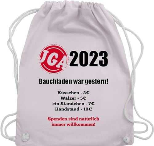 Turnbeutel Rucksack - JGA Junggesellenabschied Männer - Aufgaben der Braut - Bezahlen - Bauchladen war gestern - Unisize - Pastell Rosa - verkaufsartikel polter rucksäcke jungesellenabschied