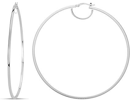LeCalla Sterling Silber rhodiniert BIG 80mm Italienisch LARGE Band-Ohrring für Frauen