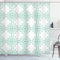 ABAKUHAUS Blumen Duschvorhang, Linie Stripes Bold und Thin, Stoffliches Gewebe Badezimmerdekorationsset mit Haken, 175 x 180 cm, Seafoam Weiß