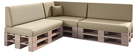 sunnypillow Palettenkissen mit abnehmbarem Bezug Kaltschaum Palettenauflage Palettenpolster Palettensofa Sitzkissen Rückenlehne Indoor Outdoor 8er Set 120 x 80 Cremefarben