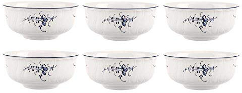Villeroy & Boch VIEUX LUXEMBOURG Lot de 6 bols à dessert en porcelaine Blanc/bleu 400 ml