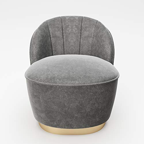 PLAYBOY Cocktailsessel mit Goldfuss und Samtbezug in Grau, Anthrazit, Sessel aus Samtstoff, Polstersessel aus Samt, Lounge Stuhl, Chair, Retro-Design, Club-Stil