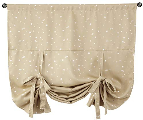 Raffgardine Blickdichter Vorhang Sternen Muster Raffrollo mit Tunnelzug Kälteschutz Wärmeschutz Vorhang Verdunkelung für Schlafzimmer Studierzimmer Kinderzimmer 1er Pack,Beige,116cm(W)x160cm(L)